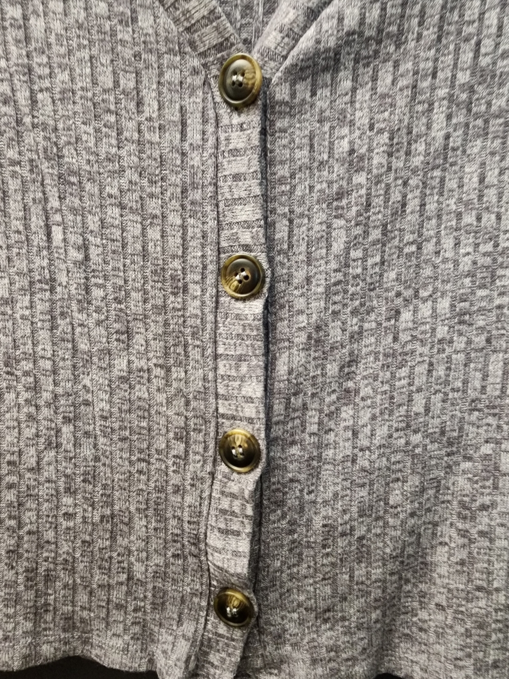 Pie In The Sky Gray Ribbed Button Down Front Women’s Size Medium